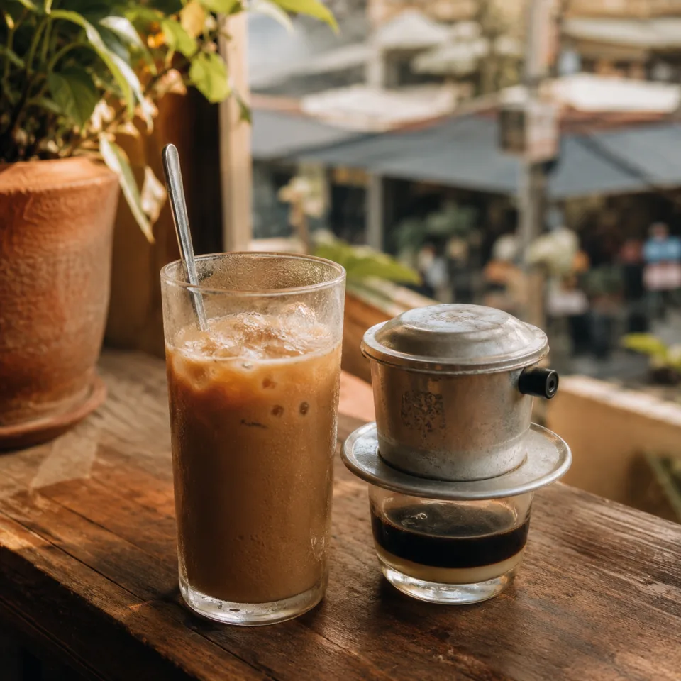 Phin cà phê đang nhỏ giọt